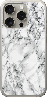 Чохол на iPhone 15 Pro Мрамор білий 4480u-3096 (Чорний)