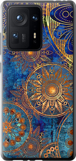 Чехол на Xiaomi Mix 4 Золотой узор 678u-2475 (Синий)