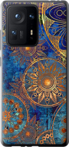 Чехол на Xiaomi Mix 4 Золотой узор 678u-2475 (Синий)