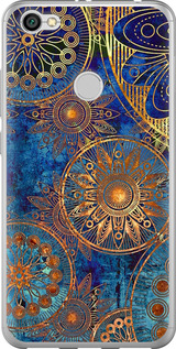 Чехол на Xiaomi Redmi Note 5A Prime Золотой узор 678t-1063 (Синий)