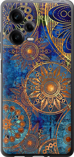 Чехол на Xiaomi Redmi Note 12 Pro 5G Золотой узор 678u-2932 (Синий)