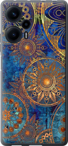 Чехол на Xiaomi Redmi Note 12 Turbo Золотой узор 678u-3025 (Синий)