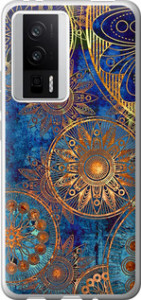 Чехол на Xiaomi Redmi K60 Золотой узор 678u-2973 (Синий) для Xiaomi Redmi K60 Pro