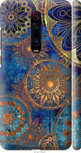 Чехол на Xiaomi Redmi K20 Pro Золотой узор 678m-1816 (Синий)