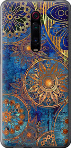 Чехол на Xiaomi Redmi K20 Pro Золотой узор 678u-1816 (Синий)