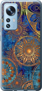Чехол на Xiaomi 12 Золотой узор 678u-2555 (Синий) для Xiaomi 12