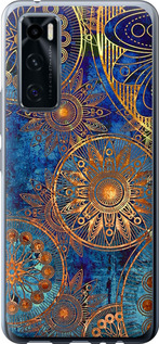 Чехол на Vivo V20 SE Золотой узор 678u-2128 (Синий)