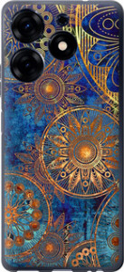Чехол на Tecno Spark 10 Pro Золотой узор 678u-3022 (Синий)