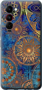 Чехол на Tecno Camon 18 Premier Золотой узор 678u-2652 (Синий)