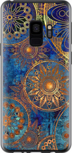 Чехол на Samsung Galaxy S9 Золотой узор 678t-1355 (Синий)
