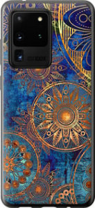 Чехол на Samsung Galaxy S20 Ultra Золотий візерунок 678u-1831 (Синий)