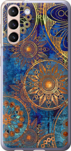 Чохол на Samsung Galaxy S21 Золотий узор 678u-2114 (Синій)