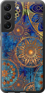 Чехол на Samsung Galaxy S22 Золотой узор 678u-2494 (Синий)