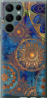 Чехол на Samsung Galaxy S22 Ultra Золотой узор 678u-2500 (Синий)