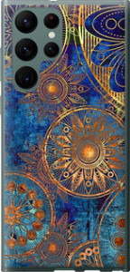 Чехол на Samsung Galaxy S22 Ultra Золотой узор 678u-2500 (Синий)