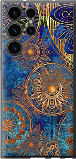 Чехол на Samsung Galaxy S23 Ultra Золотой узор 678u-2906 (Синий)