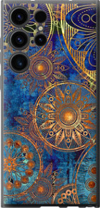 Чехол на Samsung Galaxy S23 Ultra Золотой узор 678u-2906 (Синий)