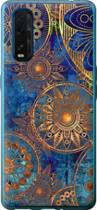 Чехол на Oppo Find X2 Золотой узор 678u-1891 (Синий)
