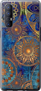 Чохол на Oppo Reno 3 Pro Золотий візерунок 678u-1878 (Синій)