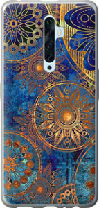 Чехол на Oppo Reno 2Z Золотой узор 678u-1867 (Синий)