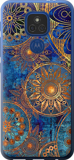 Чехол на Motorola E7 Plus Золотой узор 678u-2107 (Синий)