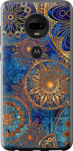 Чехол на Motorola Moto G7 Золотой узор 678u-1614 (Синий) для Motorola Moto G7 Plus