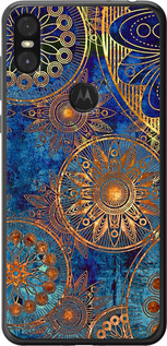 Чехол на Motorola One Золотой узор 678t-1589 (Синий)