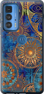 Чехол на Motorola Edge 20 Pro Золотой узор 678u-2662 (Синий)