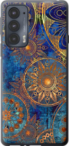 Чехол на Motorola Edge 20 Золотой узор 678u-2497 (Синий)