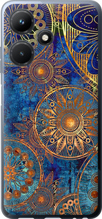 Чехол на Infinix Hot 30i Золотой узор 678u-3045 (Синий)