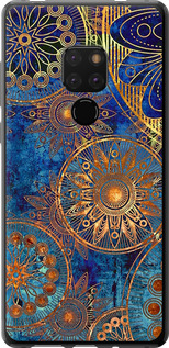 Чехол на Huawei Mate 20 Золотой узор 678t-1578 (Синий)