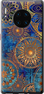 Чехол на Huawei Mate 30 Pro Золотой узор 678u-1796 (Синий)