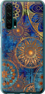 Чехол на Huawei Honor 20 Pro Золотой узор 678u-1702 (Синий)