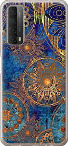 Чехол на Huawei P Smart 2021 Золотой узор 678u-2100 (Синий)