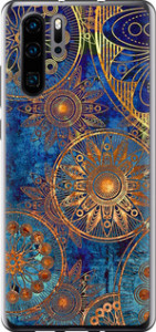 Чохол на Huawei P30 Pro Золотий візерунок 678t-1621 (Синій)