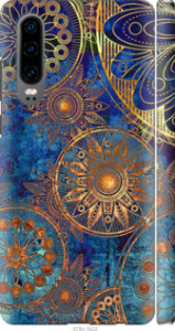 Чехол на Huawei P30 Золотой узор 678m-1622 (Синий)