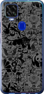 Чехол на ZTE Blade V2020 Чёрно-серый стикер бомбинг 2432u-2529 (Серый)