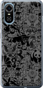 Чехол на ZTE Blade A31 Plus Чёрно-серый стикер бомбинг 2432u-2637 (Серый)