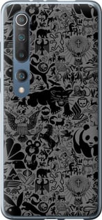 Чехол на Xiaomi Mi 10 Pro Чёрно-серый стикер бомбинг 2432u-1870 (Серый)