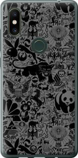 Чехол на Xiaomi Mi Mix 2s Чёрно-серый стикер бомбинг 2432u-1438 (Серый)