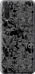 Чохол на Xiaomi Mi CC9 Чорного-сірого стікера бомбіг 2432u-1747 (Сірий)