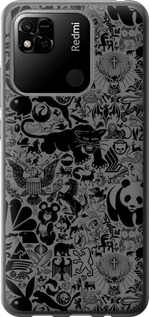 Чехол на Xiaomi Redmi 10A Чорно-сірий стікер бомба 2432t-2578 (Сірий)