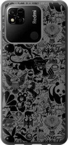 Чехол на Xiaomi Redmi 10A Чорно-сірий стикер бомбінг 2432u-2578 (Сірий)