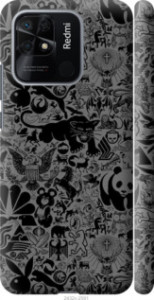 Чохол на Xiaomi Redmi 10C Чорно-сірий стікер бомбардування 2432m-2591 (Сірий)