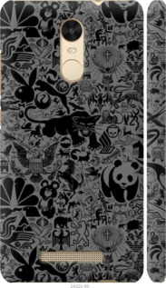Чехол на Xiaomi Redmi Note 3 Чорному-сірому стикері бомбінг 2432m-95 (Сірий)