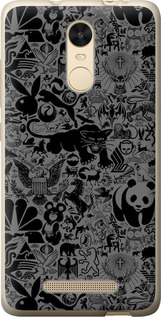 Чохол на Xiaomi Redmi Note 3 Чорно-сірий стікер бомбінг 2432t-95 (Сірий)