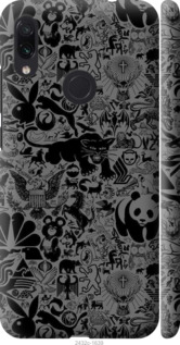 Чехол на Xiaomi Redmi Note 7 Чорно-сірий стікер бомбардування 2432m-1639 (Сірий)