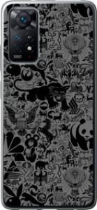 Чехол на Xiaomi Redmi Note 11 Чёрно-серый стикер бомбинг 2432u-2516 (Серый) для Xiaomi Redmi Note 11 (Global)