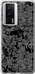 Чехол на Xiaomi Redmi K60 Чёрно-серый стикер бомбинг 2432u-2973 (Серый)