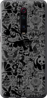 Чехол на Xiaomi Redmi K20 Pro Чёрно-серый стикер бомбинг 2432u-1816 (Серый)